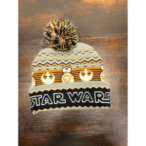 Kids Star Wars BB8 Pom Pom Beanie Hat Gray‎ Orange Black